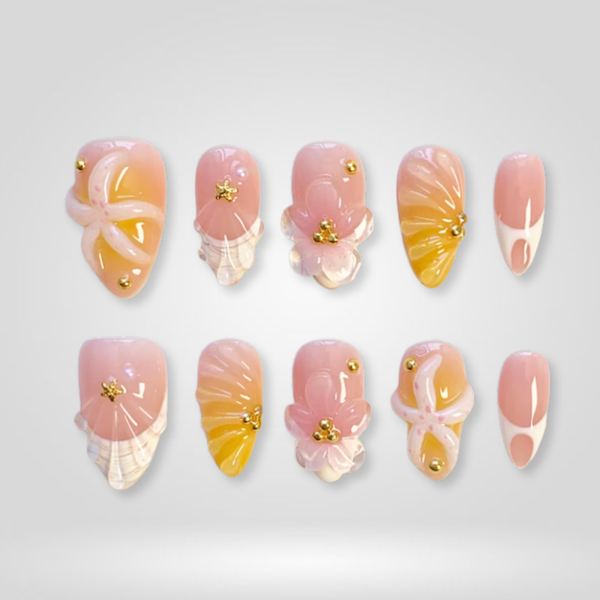Coral Bloom | Floral Almond Press-Ons press-on nail set