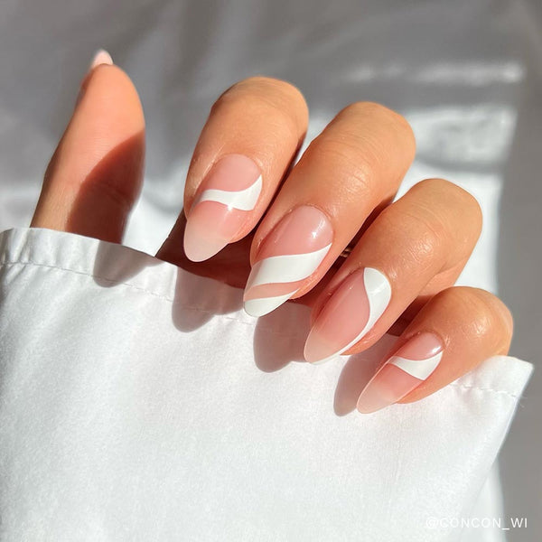 Marshmallow Swirl | Milky Cloud Dancer Almond Press-Ons press-on nail set