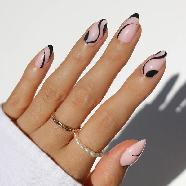 Ink Wave | Soft Neutral Almond Press-Ons press-on nail set
