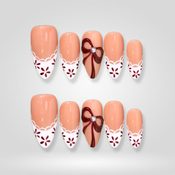 Lace Berry | Berry Almond Press-Ons press-on nail set