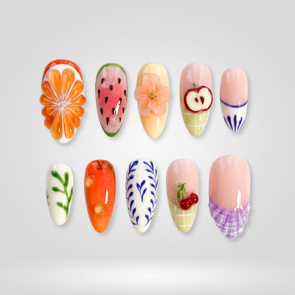 Fruit Picnic | Butter Yellow Almond Press-Ons press-on nail set