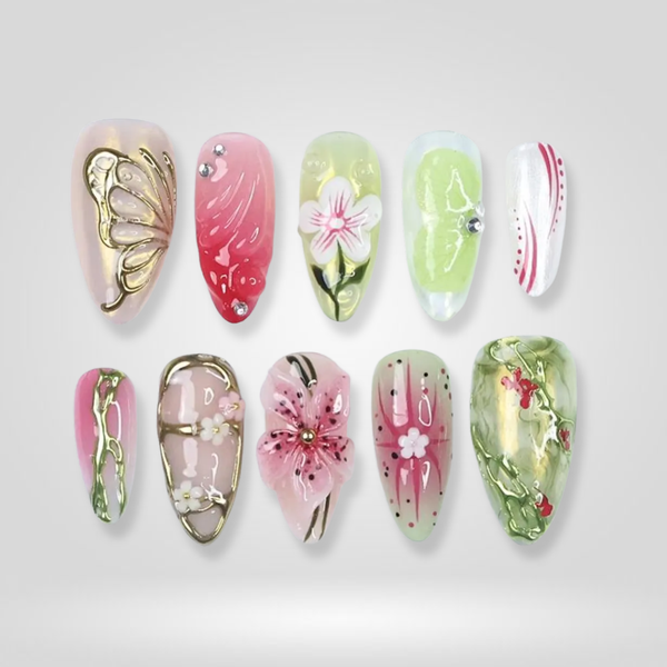 Blossom Charm | Floral Almond Press-Ons press-on nail set