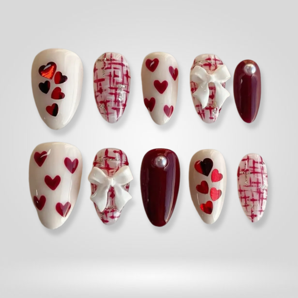 Bow Charm | Seasonal Almond Press-Ons press-on nail set