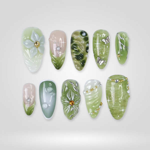 Lune Soft | Floral Almond Press-Ons press-on nail set