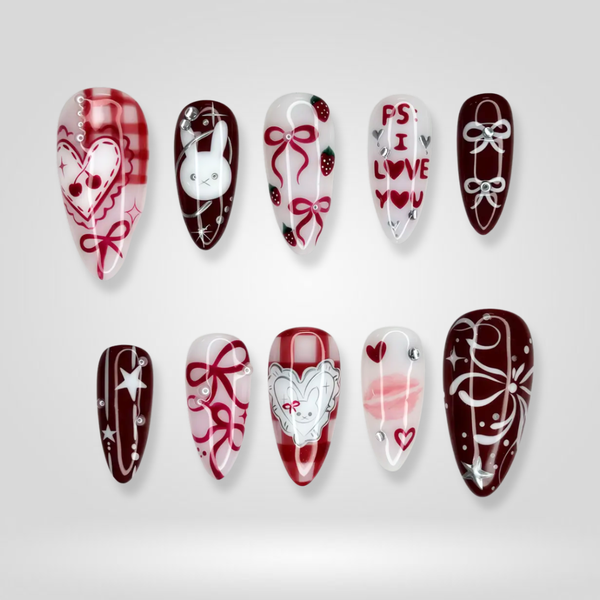 Bow Romance | Seasonal Almond Press-Ons press-on nail set