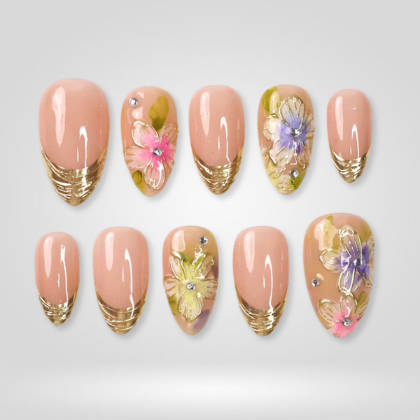 Gilded Bloom | Floral Almond Press-Ons press-on nail set