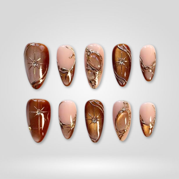 Bronze Star | Soft Neutral Almond Press-Ons press-on nail set