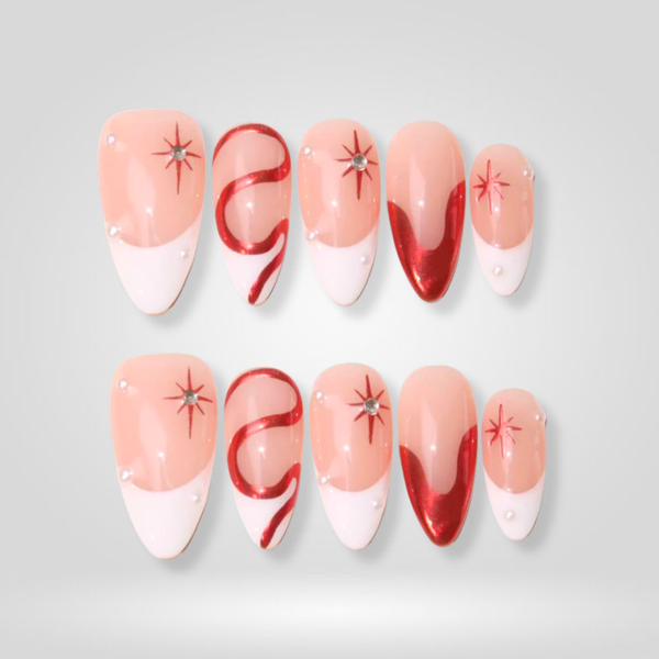 Star Swirl | Soft Neutral Almond Press-Ons press-on nail set