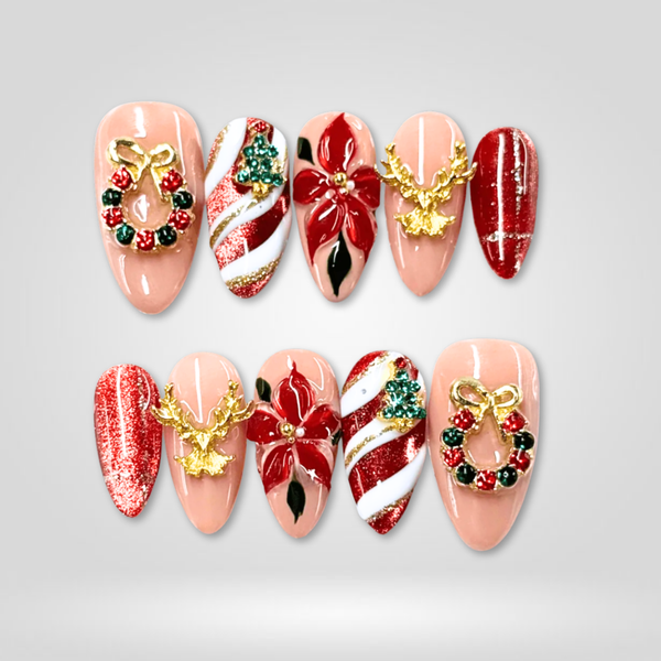 Santa Snow | Seasonal Almond Press-Ons press-on nail set