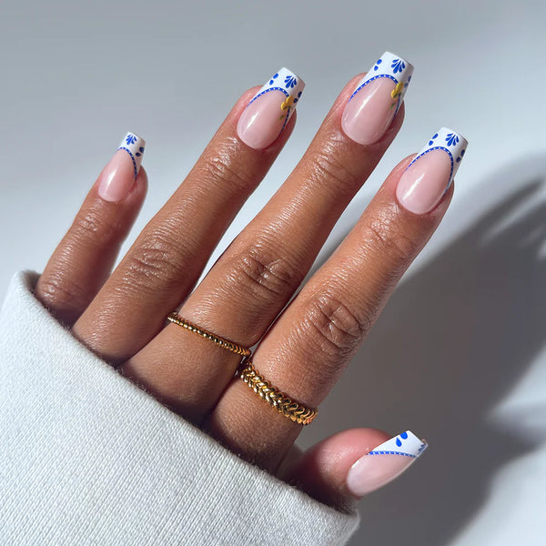 Tuscan Twist | Milky Cloud Dancer Coffin/Ballerina Press-Ons press-on nail set