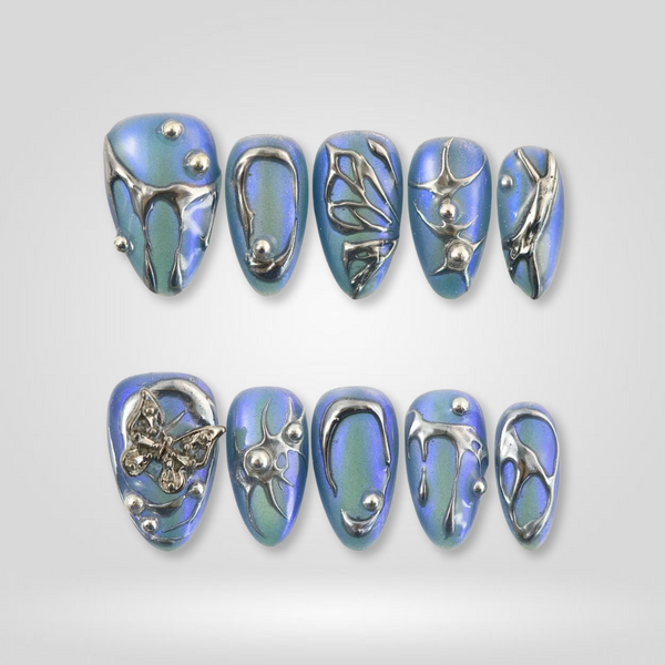 Gilded Enchantment | Milky Cloud Dancer Almond Press-Ons press-on nail set
