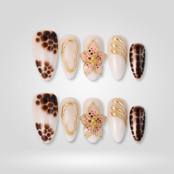 Leopard Bloom | Floral Almond Press-Ons press-on nail set