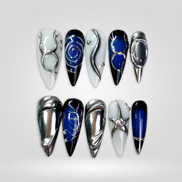 Futuristic Space | Milky Cloud Dancer Almond Press-Ons press-on nail set