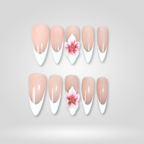 French Blossom | Milky Cloud Dancer Almond Press-Ons press-on nail set