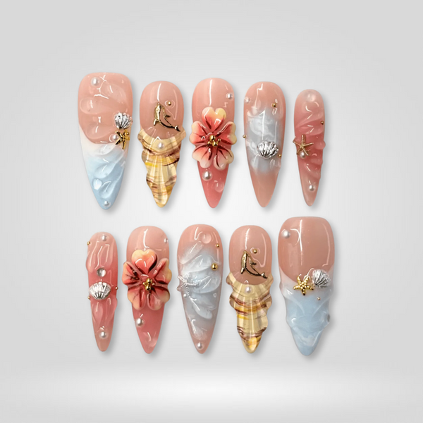 Floral Luxe | 3D Sculptural Almond Press-Ons press-on nail set