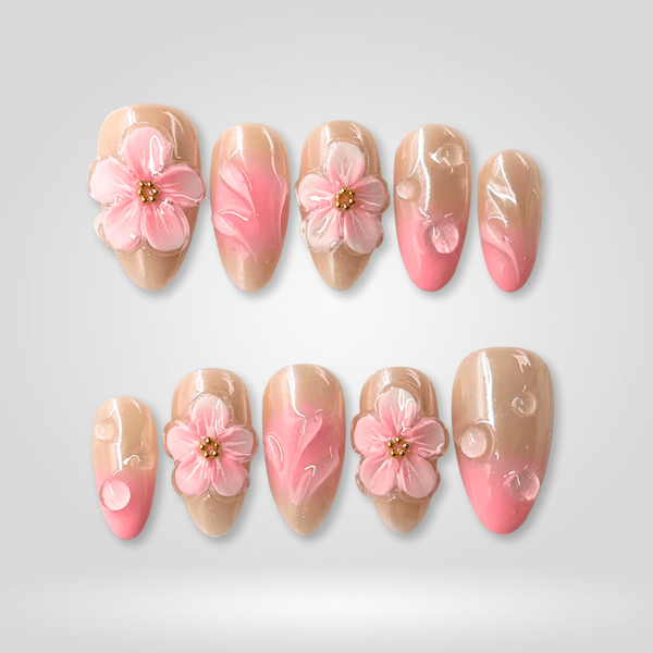 Cherry Blossom | Floral Almond Press-Ons press-on nail set
