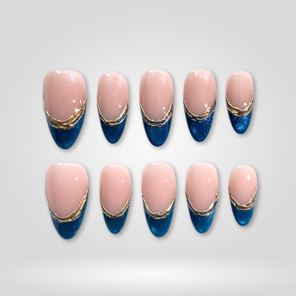 Blue French | French Tip Almond Press-Ons press-on nail set
