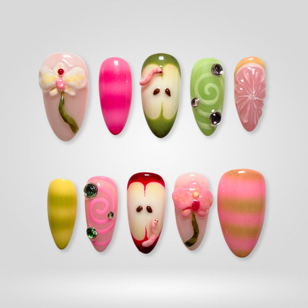 Fruit Candy | Floral Almond Press-Ons press-on nail set