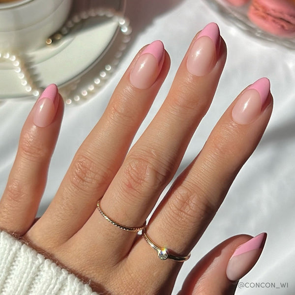 Pink Macaron | French Tip Almond Press-Ons press-on nail set