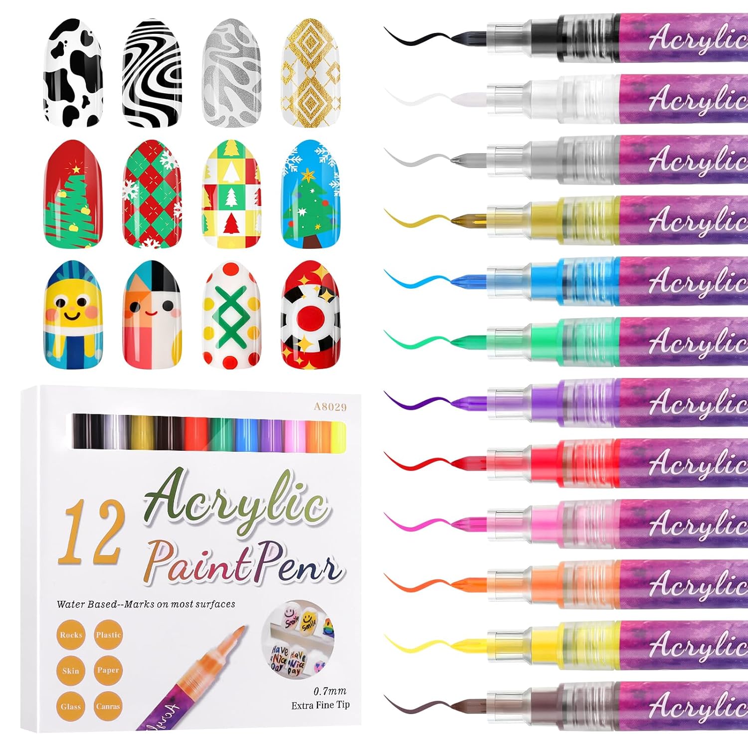 12 Colors Nail Marker Pen Bowtie Nail Box nail tool - image 2 of 14