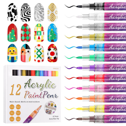 12 Colors Nail Marker Pen Bowtie Nail Box nail tool - image 2 of 14