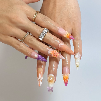 Charm Bloom press-on nails - image 5 of 15, floral almond