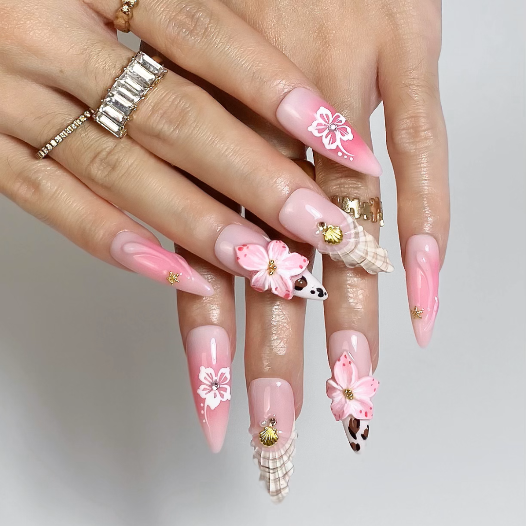 Charm Bloom press-on nails - image 6 of 15, floral almond