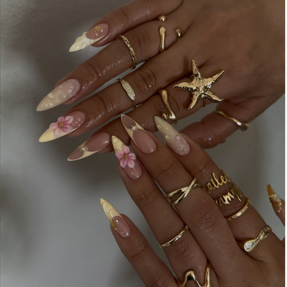 Golden Tide press-on nails close-up texture detail - cat-eye velvet finish, US shipping