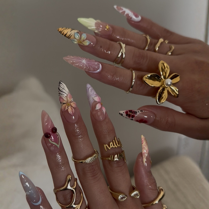 Golden Tide press-on nails - image 5 of 13, cat-eye velvet almond