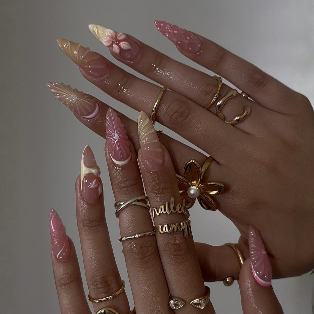 Golden Tide press-on nails - image 6 of 13, cat-eye velvet almond