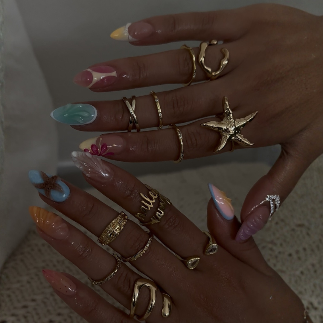 Golden Tide press-on nails - image 7 of 13, cat-eye velvet almond