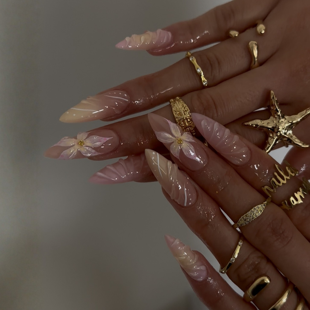 Golden Tide press-on nails - image 8 of 13, cat-eye velvet almond
