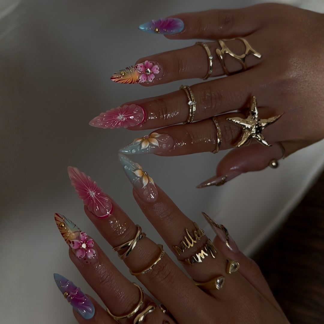 Golden Tide press-on nails - image 9 of 13, cat-eye velvet almond