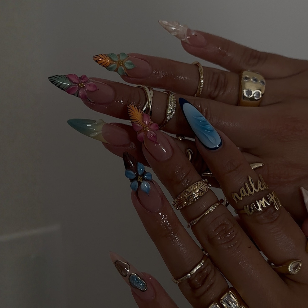 Golden Tide press-on nails - image 10 of 13, cat-eye velvet almond