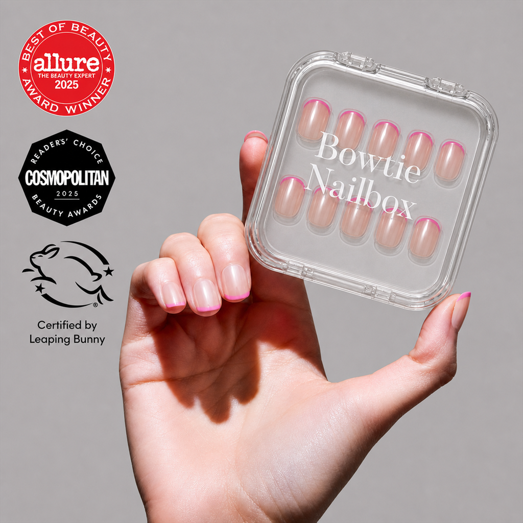 Pink Tutu press-on nails on hand - lifestyle photo, dipped french finish
