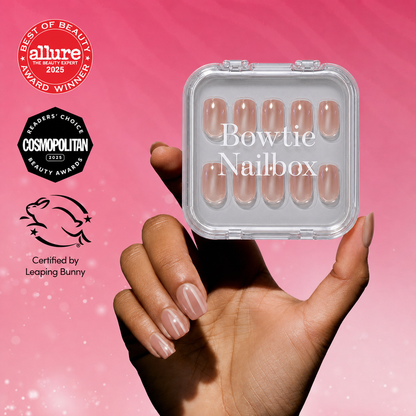 THRILLA IN MANILA press-on nails on hand - lifestyle photo, jelly glaze finish