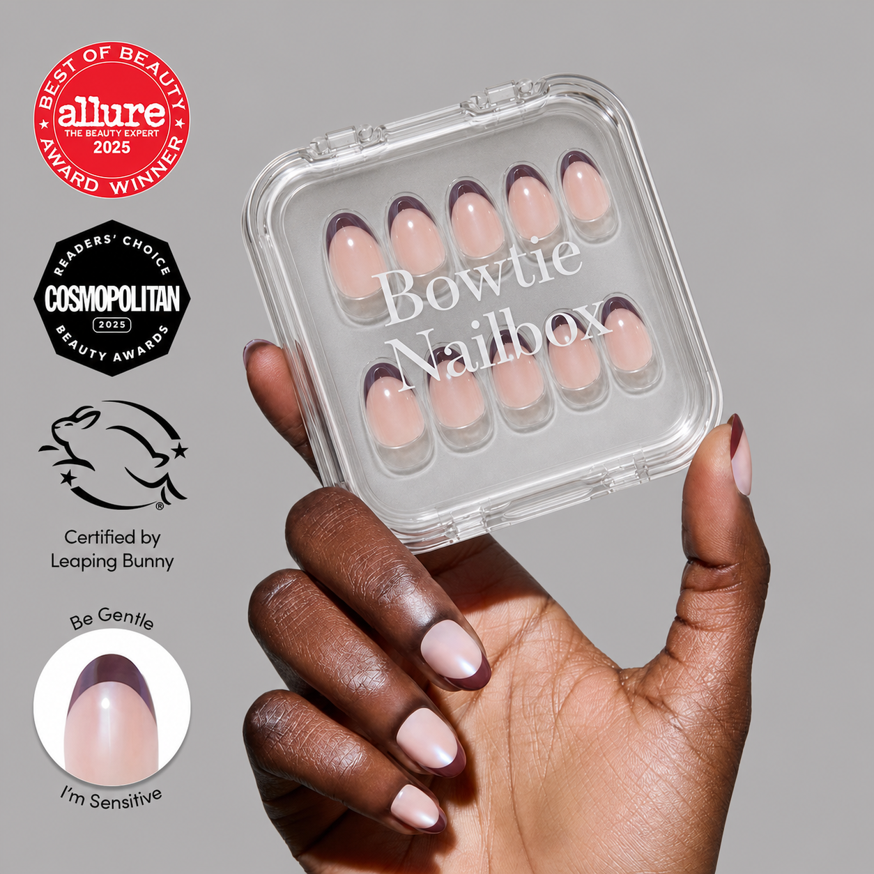 Jam Drizzle press-on nails on hand - lifestyle photo, jelly glaze finish