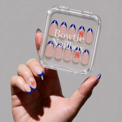Ruby Ribbons press-on nails on hand - lifestyle photo, milky cloud dancer finish