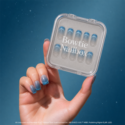 Lumos press-on nails on hand - lifestyle photo, cat-eye velvet finish