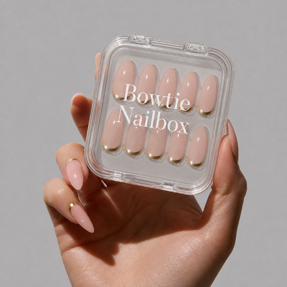 Goal Getter press-on nails on hand - lifestyle photo, french tip finish