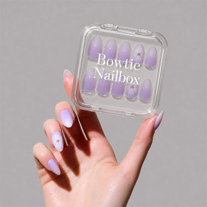 Lilac Reef press-on nails on hand - lifestyle photo, floral finish