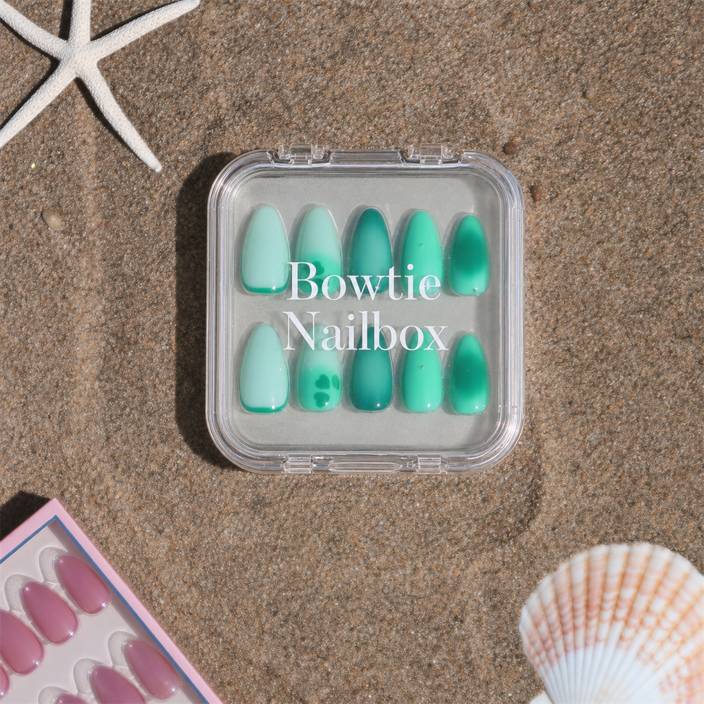 Siren Green press-on nails - image 6 of 9, cat-eye velvet almond