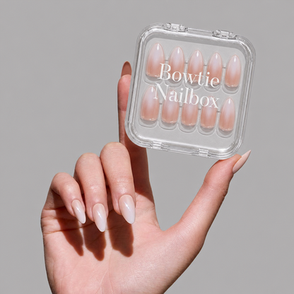 Fiancéd press-on nail set - XS to L sizing, milky cloud dancer design