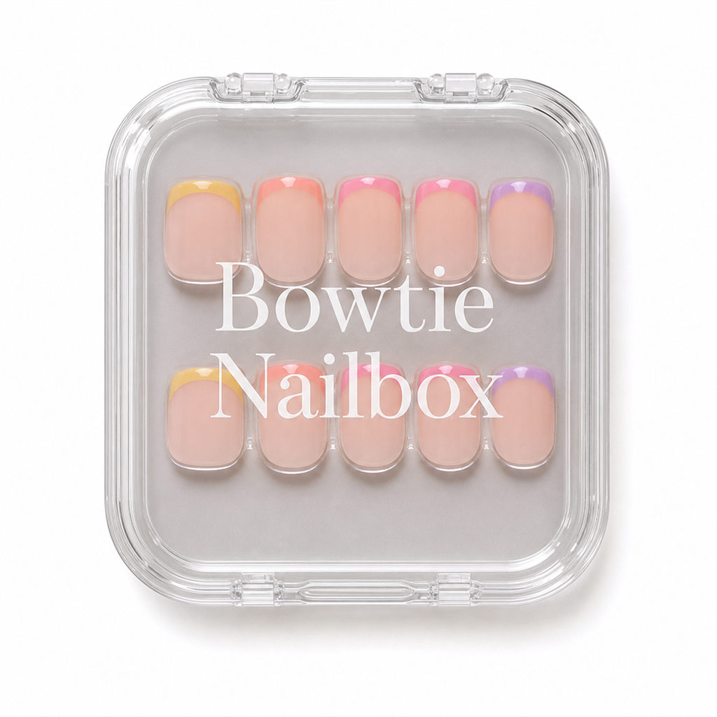 Macarons press-on nails - image 5 of 8, french tip square