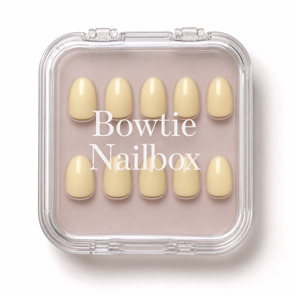 Pastel Yellow press-on nails - image 5 of 8, butter yellow oval