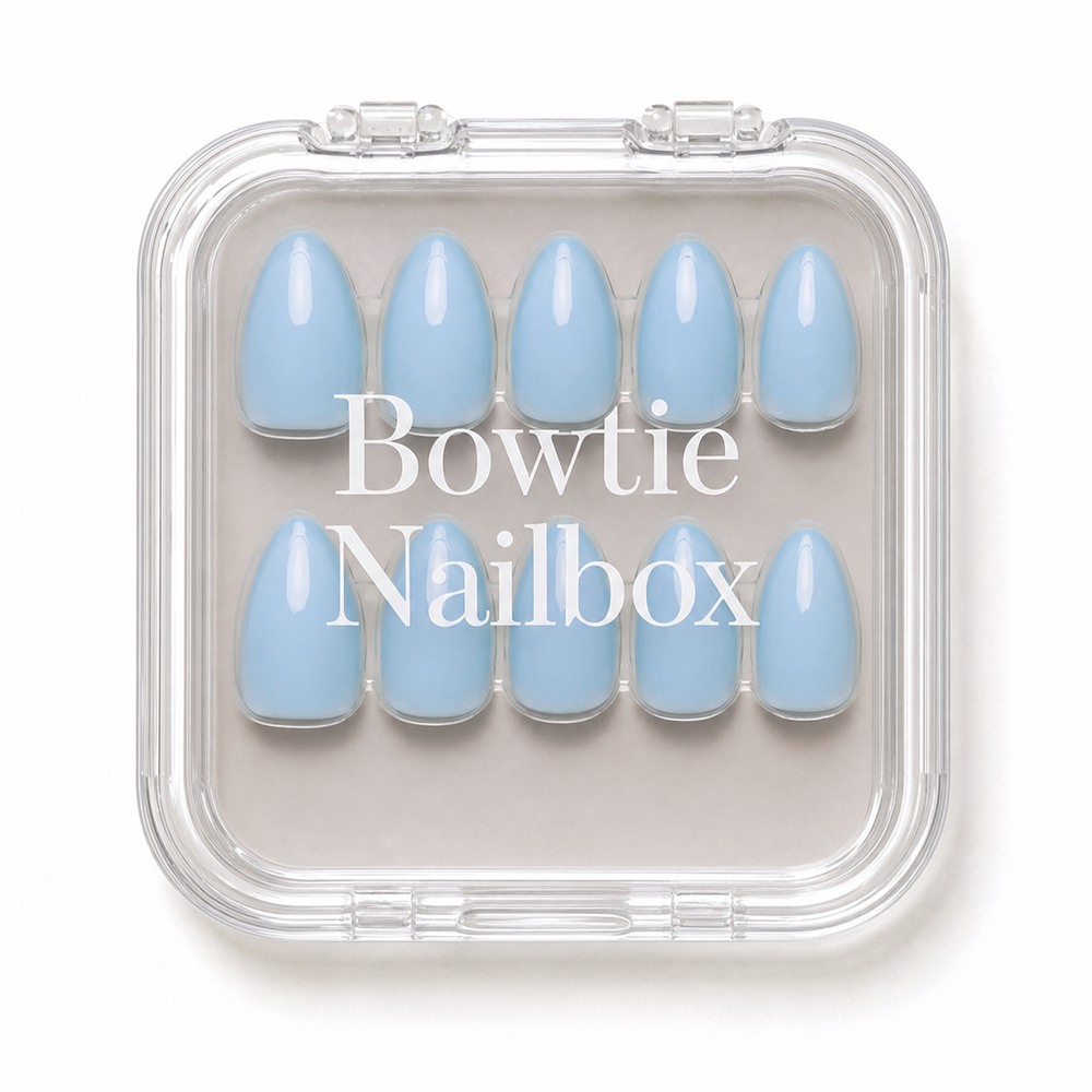 Soft Blue press-on nails - image 5 of 8, soft neutral almond