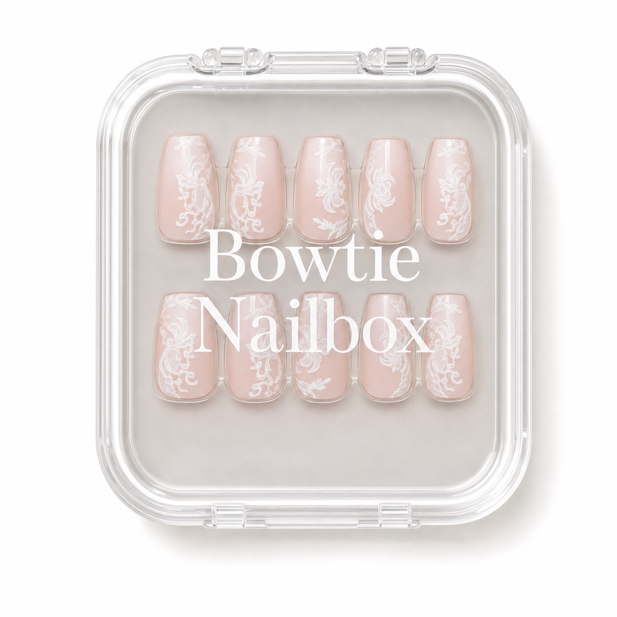 Lace Blush press-on nails - image 5 of 8, milky cloud dancer coffin/ballerina