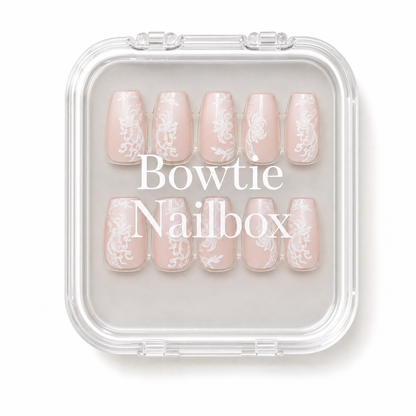 Lace Blush press-on nails - image 5 of 8, milky cloud dancer coffin/ballerina