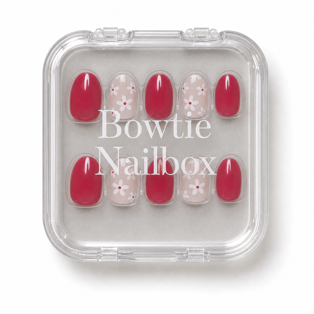 Red Blossom press-on nails - image 5 of 8, floral oval