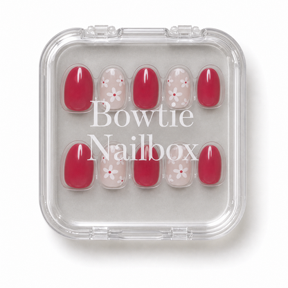 Red Blossom press-on nails - image 5 of 8, floral oval